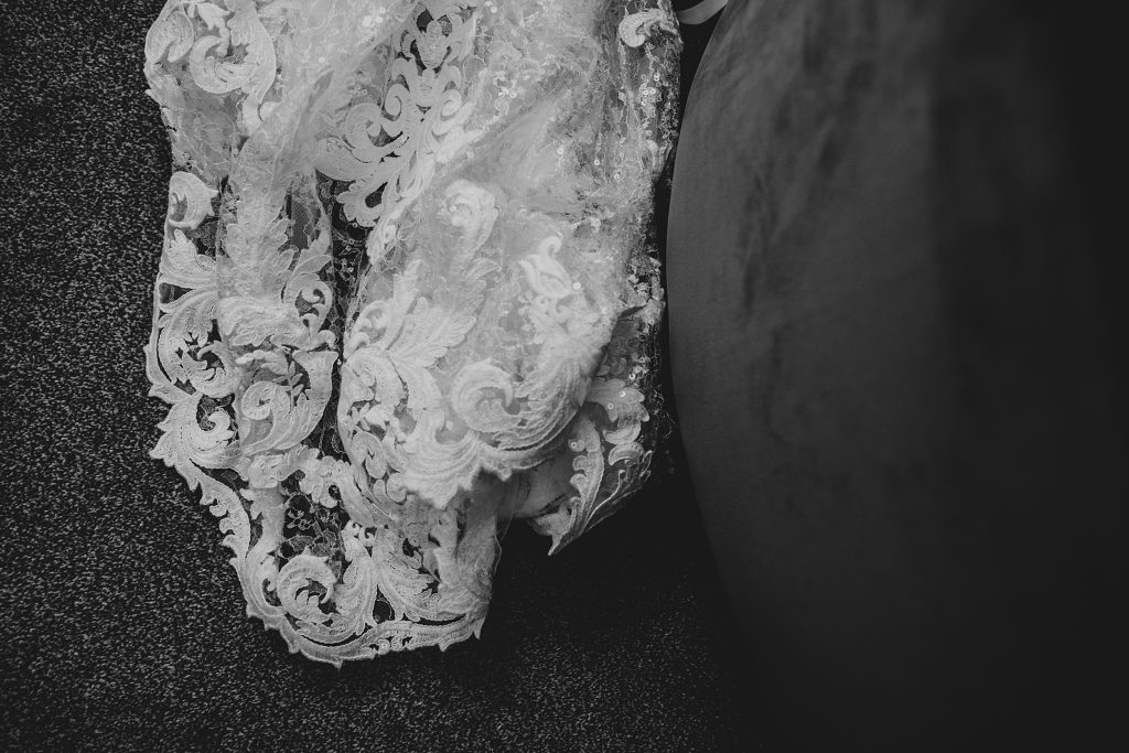 lace detail on bridal gown