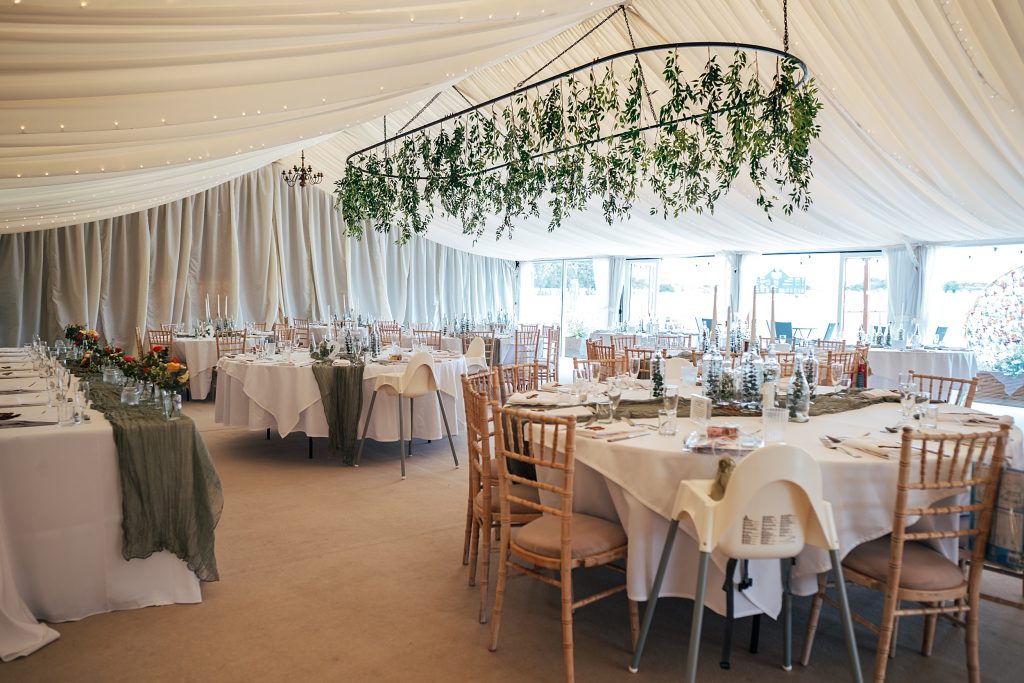 marquee dressed for a wedding
