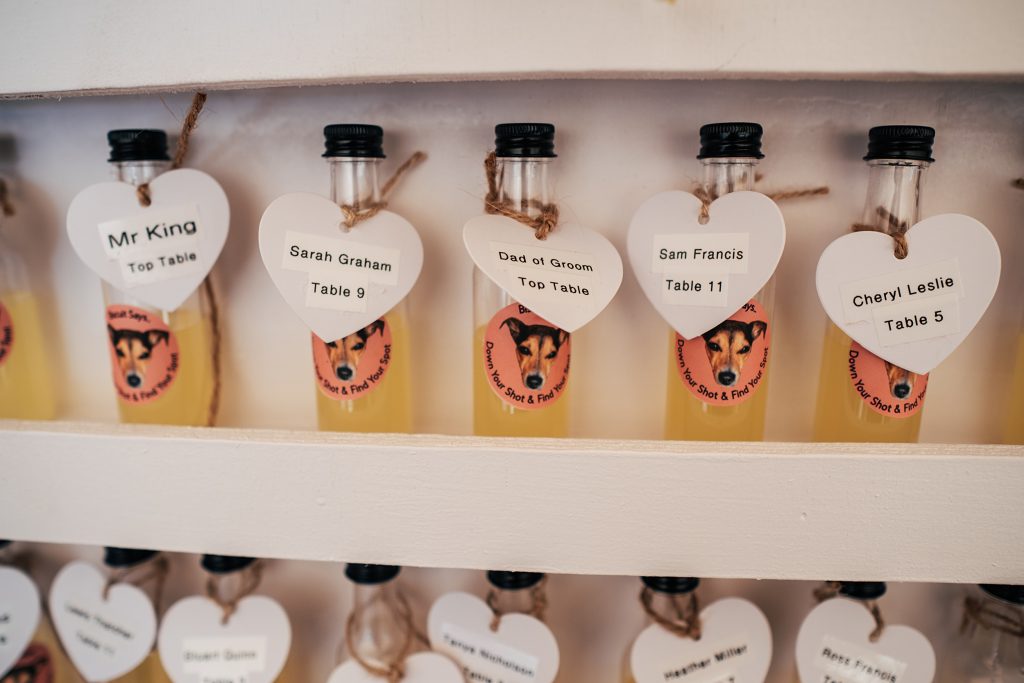 close up of shot bottles table plan