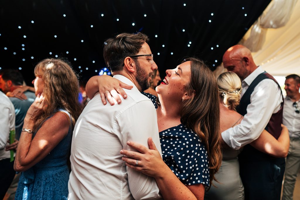 wedding guests on dance floor