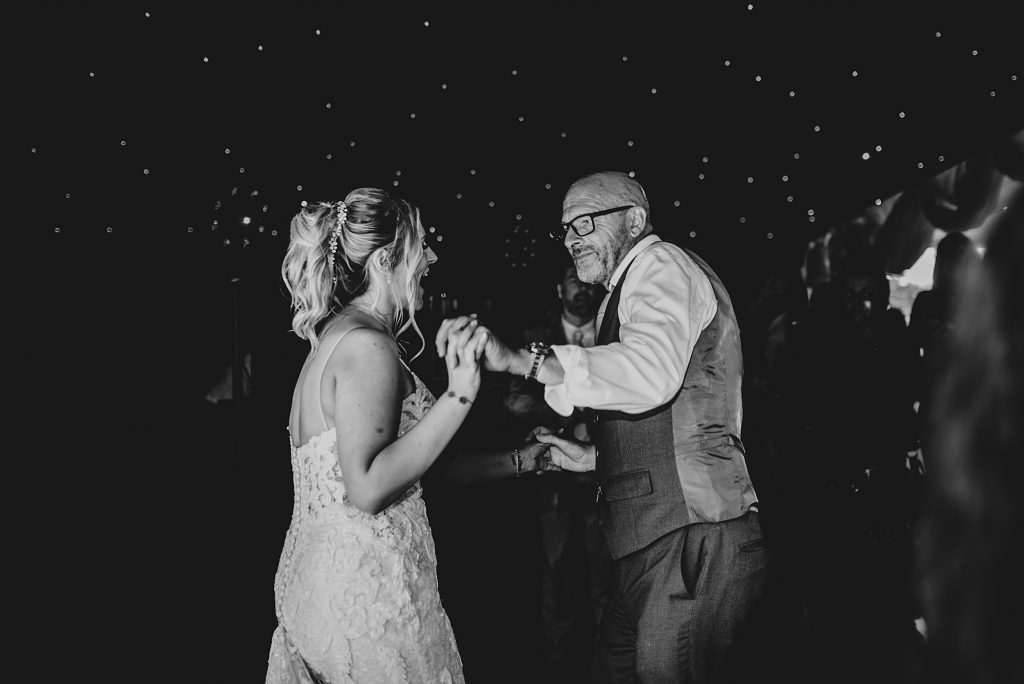 bride and dad dance at wedding